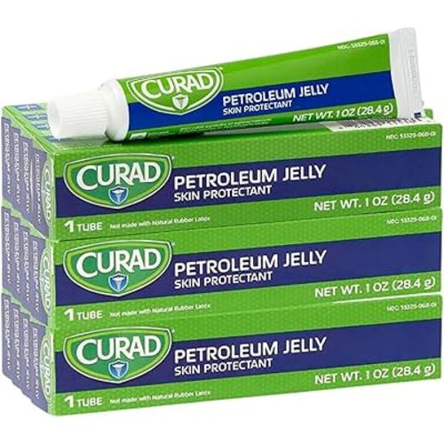 CURAD Petroleum Jelly Skin Protectant, Ointment for Dry Cracked Skin, 1 oz Tube (12 Pack)