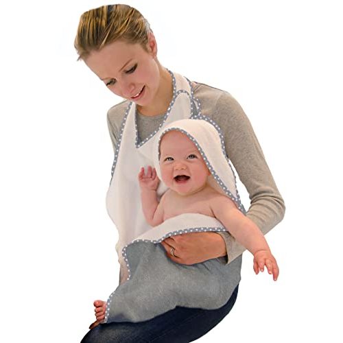 Cuddledry Hands Free Baby Bath Towel | Luxuriously Soft Bamboo Viscose & Cotton Hooded Baby Towel | Apron Towel for Safe Babies Bathtime | Perfect Newborn Gift | Gray