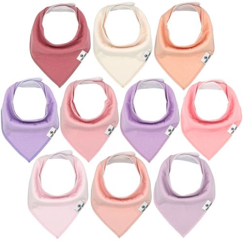 Diaper Squad Girly Solids 10-Pack Organic Baby Bandana Drool Bibs - Baby Bibs for Girls, Boy, Unisex Soft Cotton Teething Bandana Bibs