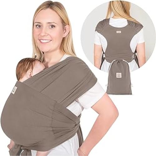 KeaBabies Baby Wrap Carrier Ring Sling - Easy to Wear, Adjustable D-Lite Baby Carrier Newborn to Toddler, Infant Carrying Shirt, Hands Free Bonding, Breathable Fabric Wearing Wrap (Copper Gray)