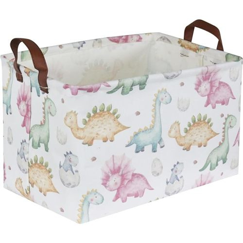 Dinosaur Basket,Cute Baskets for Boys ,Dinosaur Baskets for Boys Toy Bin with Handles Easter Basket for Dinosaur Room Decor, Clothes,Books Basket.(Cute Dinosaur ) - 1