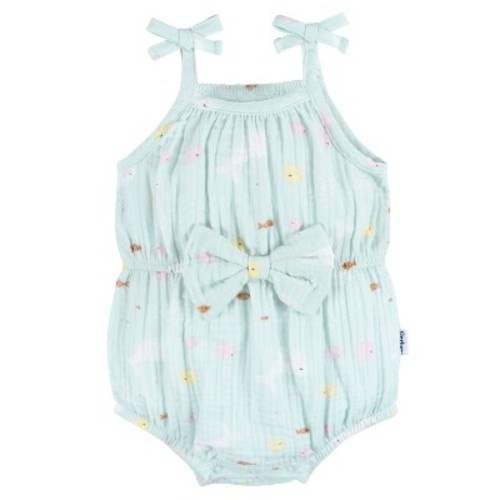 Gerber Baby & Toddler Girls' Romper, Color: Ocean, Size: 6-9m