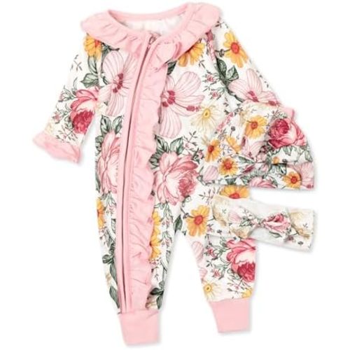 Baby Girl Outfit Newborn Flower Going Home Clothes with Flower Print