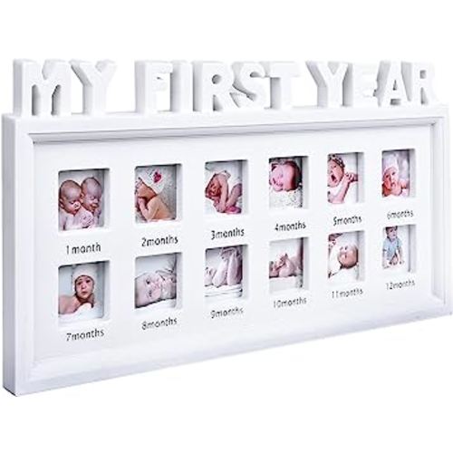 MICKYU My First Year Frame Baby Picture Keepsake Frame for Photo Memories - Personalized Baby Gifts Nursery Wall Decor Mothers Day Gift