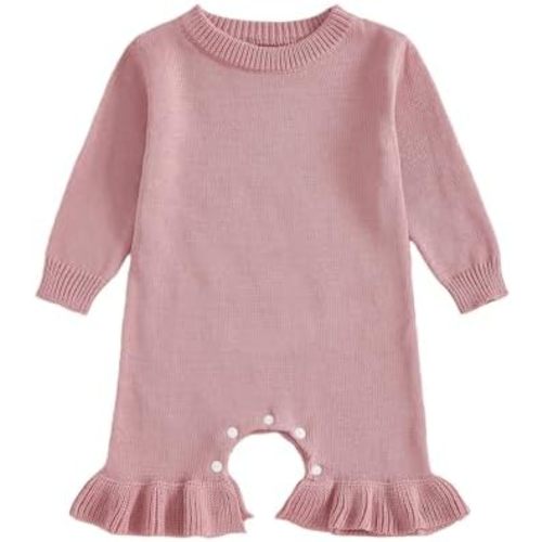 Newborn Baby Girl Sweater Romper Pants Knit Jumpsuit Overall One Piece Outfit Fall Winter Clothes