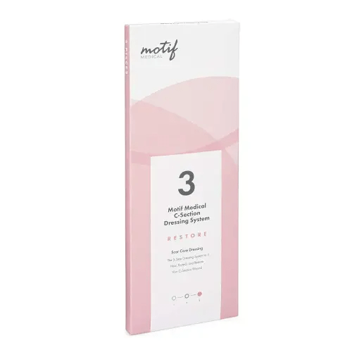 Motif Medical Stage 3 Restore C-Section Scar Strips - 3-Step Scar Care Wound Dressing to Heal, Protect & Restore - Scar Patches for Surgical Scars - Scar Tape Bandage for Postpartum Care (Pack of 4)