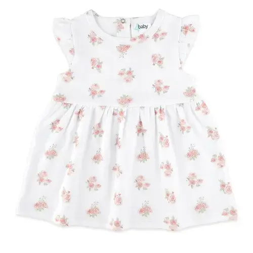 4baby Flutter Sleeve Dress Rose Floral | Baby Bunting AU