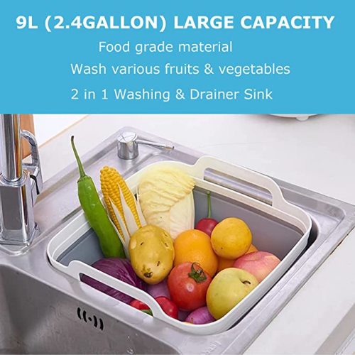 MontNorth Dishpan For Washing Dishes,9L Collapsible and Portable,Wash Dish Basin,Foldable Laundry Tub with Drain Plug for Kitchen Sink,Camping,Gray