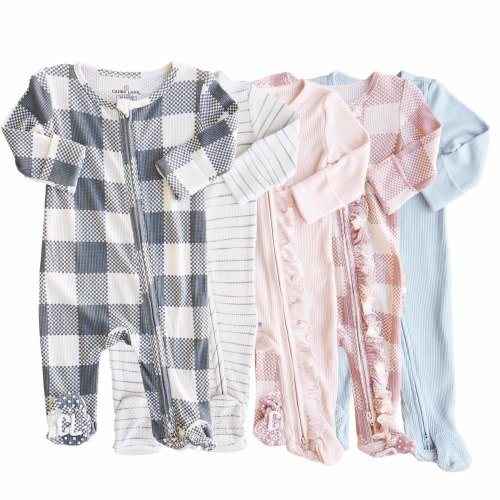 All Bamboo Waffle Zipper Footies