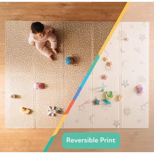 Nuby Reversible Baby Floor Mat, 77" x 58" - Foldable and Lightweight Baby Play Mat for Floor - Easy Storage and Travel - Stars and Sky