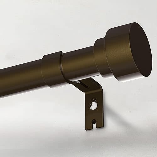 Heavy Duty Curtain Rods for Windows 66 to 120 Inch, 1 Inch Bronze Window Curtain Rod for Bedroom, Living Room, Outdoor, Adjustable Easy Install Long Modern Curtain Rods(A1,Bronze,30"-120")