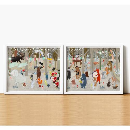 The Big Jazz Parade. Nursery art, Childrens wall art, Nursery music theme, Baby nursery decor, Nature wall art, Woodland animals, Whimsical