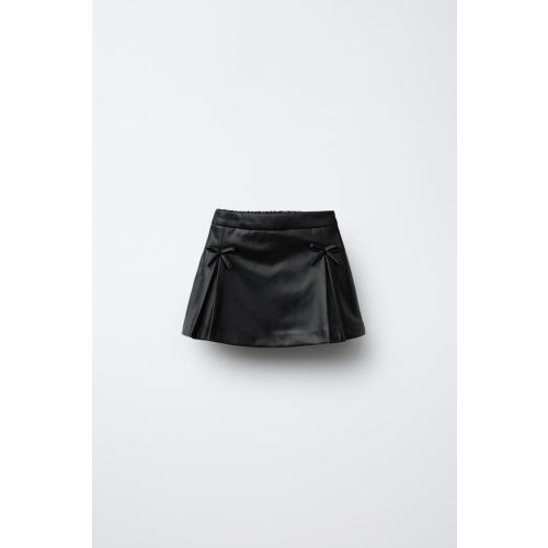 FAUX LEATHER TIED SKORT - Black | ZARA United States