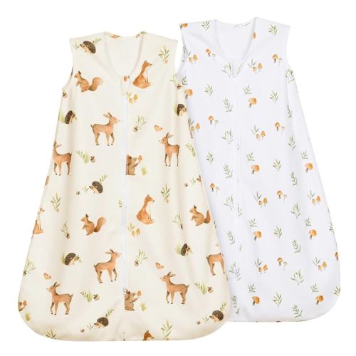david's kids Micro Fleece Baby Sleep Sack 0-6 Months, Warm Baby Wearable Blankets with 2-Way Zipper, 2 Pack Sleeping Bags for Infant Newborn Boys Girls Neutral, Small Size, Forest/Woodland Animals