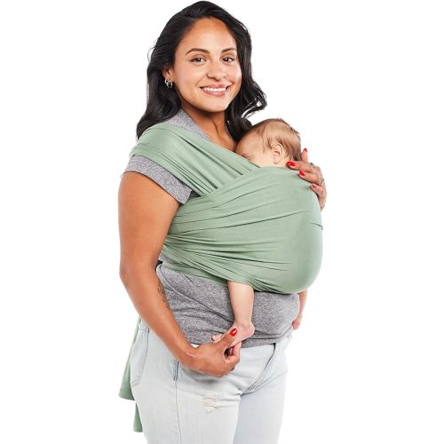 Baby Tula Stretchy Tencel™ Baby Wrap Carrier – Soft Newborn & Infant Wrap Sling, Ergonomic Hands-Free Baby Carrier, Breathable & Adjustable, Eco-Friendly for 8–25 lbs - Sage