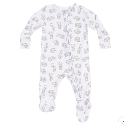 2 Way Zipper Footie - Vintage Elephant ABC