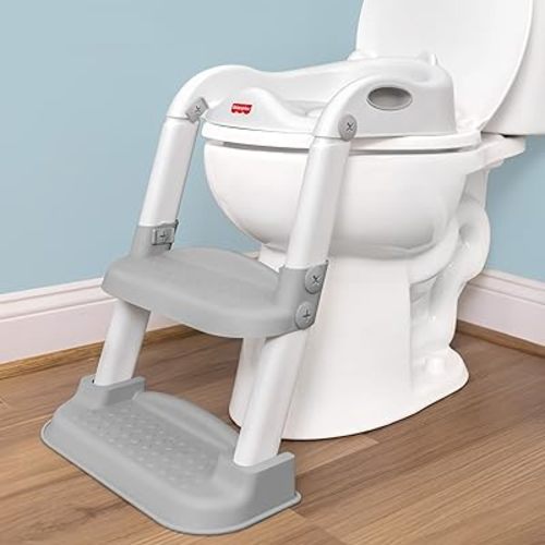 Fisher-Price™ Step Up Potty, 2-in-1 Training Seat with Safe Step Stool Ladder for Toddlers, Cushioned Toilet Training Seat, Anti-Slip Design, White