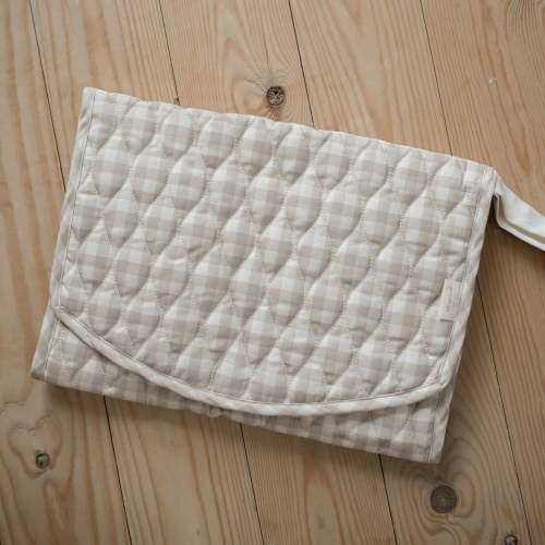 Portable Changing Pad in Beige Gingham | Over The Moon