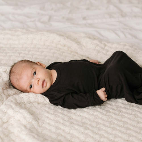 Black Bamboo Viscose Infant Knotted Gown