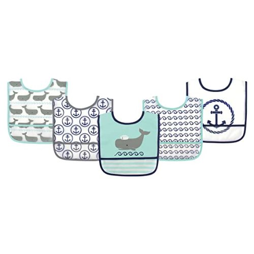 Hudson Baby Unisex Baby Waterproof PEVA Bibs, Whale, One Size