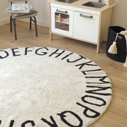 Lorena Canals Round ABC Washable Rug - Natural Black, 5' Round