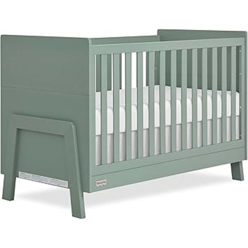 Dream On Me Fisher Price Iris 4-in-1 Convertible Crib in Meadow Green, Greenguard Gold & JPMA Certified, Converts from Baby Crib to Day Bed, Full-Size Bed and Toddler Bed