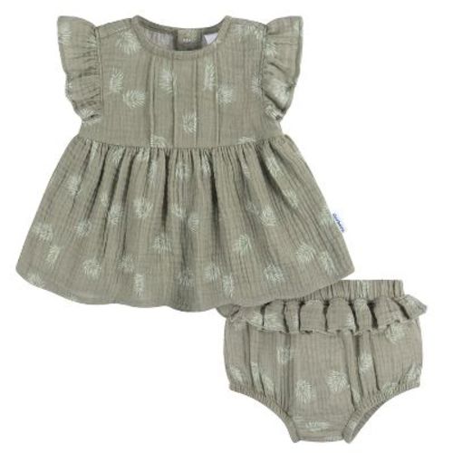 Gerber Baby Girls' Dress And Diaper Cover - Palms - 6-9 Months - 2-piece