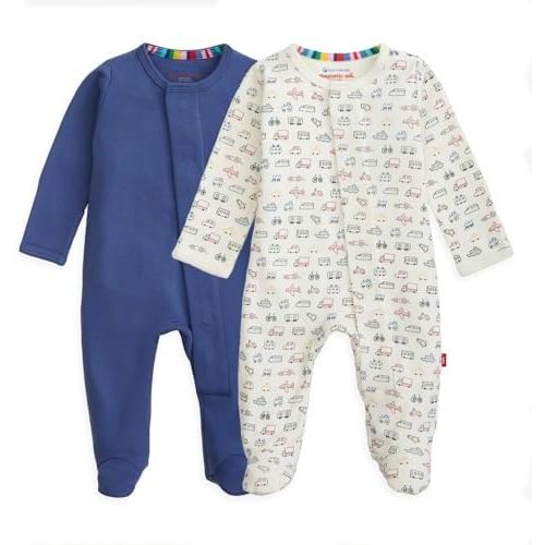 Magnetic Me 100% Organic Cotton Magnetic Baby Footie Pajamas 2-Pack