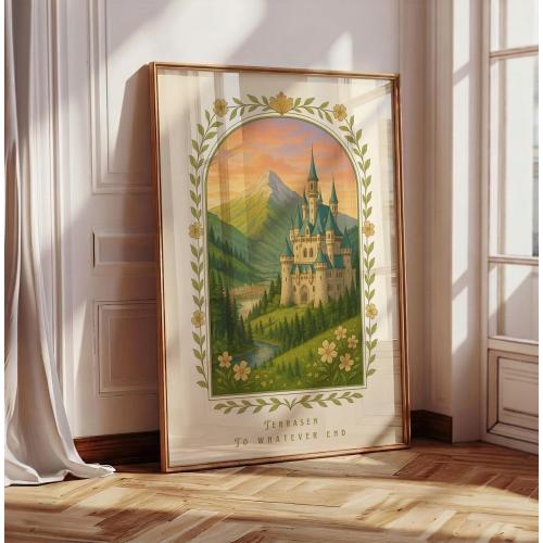 TOG Print - Terrasen Art, Fantasy Bookish Wall Poster, Book Lover Gift, Book Quote: To Whatever End, Reading Merch Art, Throne of Glass Art