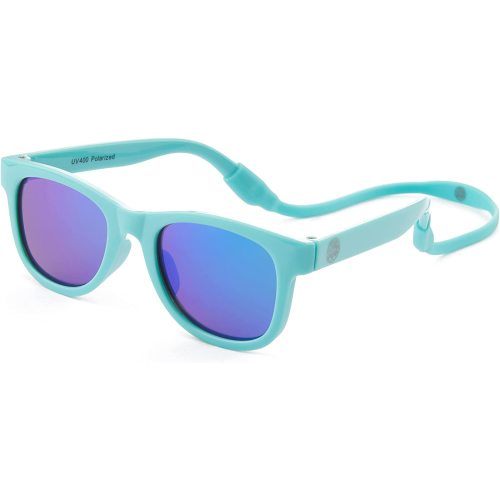 Flexible Polarized Baby Sunglasses with Strap for Toddler Newborn Infant 0-24 Months - Sky Blue