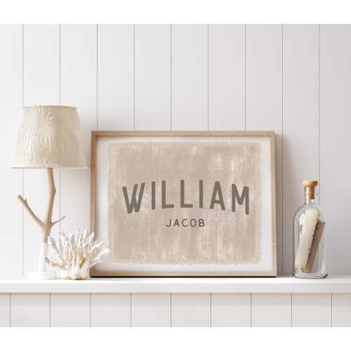 Personalized Name Flag Sign, Custom Nursery Wall Decor Canvas Poster, Wall Art Kids Room Pennant Banner