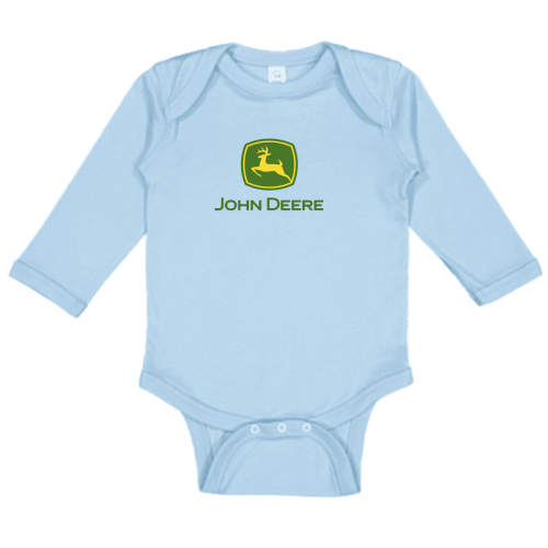 John Deere Baby Boy Logo Long Sleeve One Piece Bodysuit-Baby Blue-18M