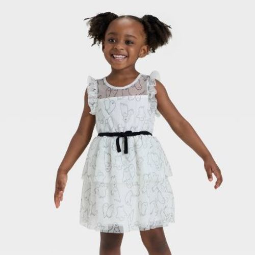 Toddler Girls' Sleeveless Halloween Ghost Tulle Dress - Cat & Jack™ Cream