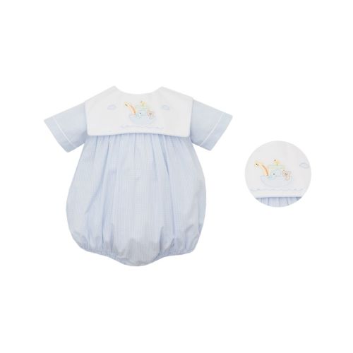 Noah's Ark Square Collar Blue Microcheck Bubble