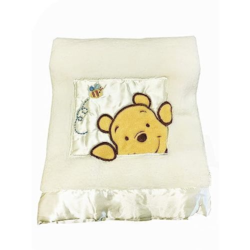 Danica Soft Coral Fleece Baby Blanket, Cute Animal Pattern, 40" X 30" Cozy, Comfortable & Warm (Ivory) Winnie Bear