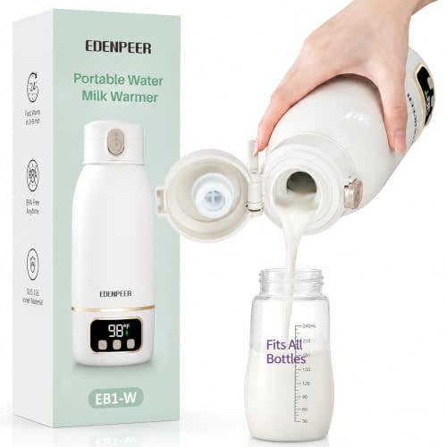 Portable Bottle Warmer for Travel, Fast Baby Bottle Warmer On the Go with Precise Temp Control, 17 OZ Milk Warmer, Leak-Proof Cordless Breastmilk Warmer, Fits Most Bottles, Ideal Newborn Baby Gift
