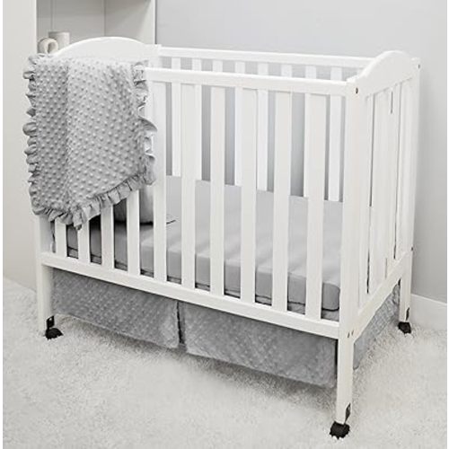 American Baby Company Heavenly Soft Minky Dot 3-Piece Mini/Portable Crib Bedding Set, Grey, for Boys and Girls