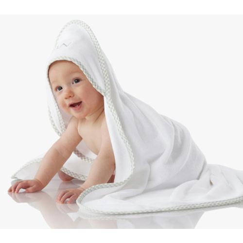 Gingham Baby Hooded Towels | Pottery Barn Kids - Sage
