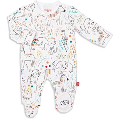 Magnetic Me Footie Pajamas - 100% Organic Cotton Baby Pajamas - Quick Magnetic Fastener Sleeper for Baby Boy and Girl