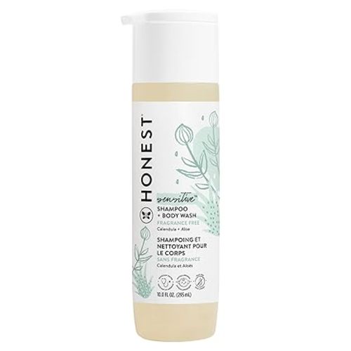 The Honest Company 2-in-1 Cleansing Shampoo + Body Wash | Gentle for Baby | Naturally Derived, Tear-free, Hypoallergenic | Fragrance Free Sensitive, 10 fl oz - 10 Fl Oz (Pack of 1)