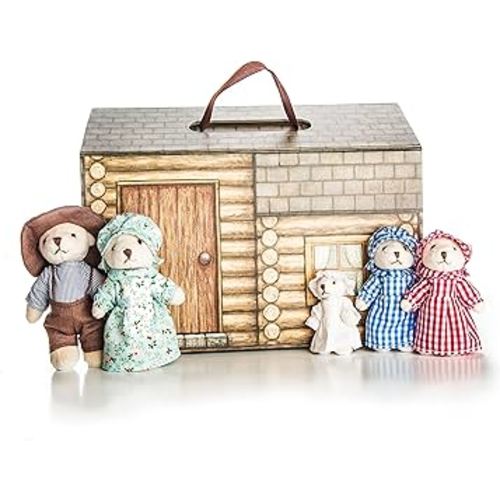 THE QUEEN'S TREASURES My First Little House on The Prairie Handmade Toddler Ingalls Bear Family & Cabin Play Set & Accessories