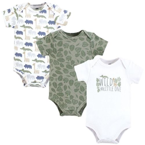 Hudson Baby Cotton Bodysuits, Wild Leaf Safari, 6-9 Months