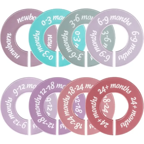 Baby Closet Dividers for Clothes Organizer,8 Pack Baby Size Closet dividers for Newborn to 24 Months,Baby Nursery Organizer & Decor, Clear Labels for Easy Sorting, Fits Most Rods