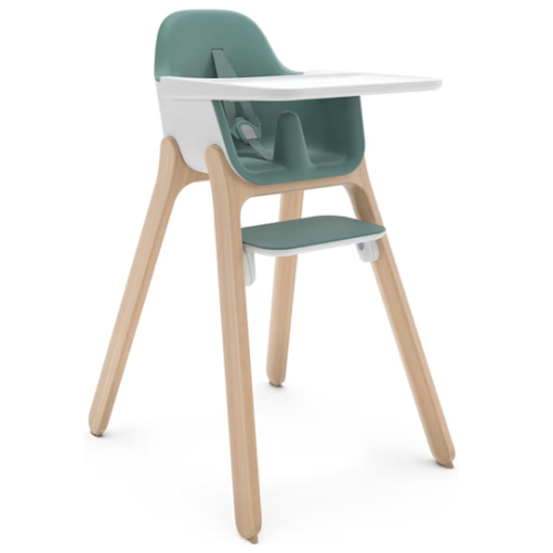 UPPAbaby Ciro High Chair/Sleek, Easy-to-Clean Design/Perfect-Fit Tray to Bring Baby to Table/Patent-Pending Harness/Dual-Position, 180-Degree Rotating Footrest/Emrick (Green/Rubberwood)