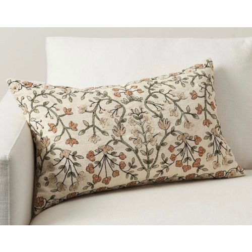 Zea Embroidered Lumbar Pillow | Pottery Barn