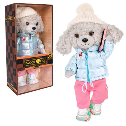 Woof & Co 15-inch Fashion Doll – Willow The Poseable Plush Poodle with Removable Outfit & Accessories, Children Ages 3+