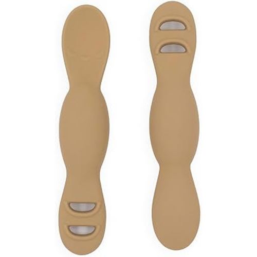 Yeah Baby Goods All You-Tensil (2 Pack) | Silicone Spoon and Dipper for Baby Led Weaning and Purées | Designed by a Feeding Specialist to Support Baby’s Development | 4+ Months (Golden Doe)