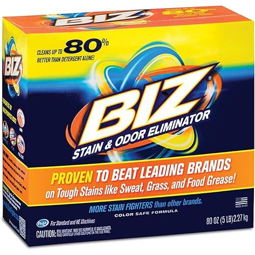 Biz Laundry Detergent Powder Booster, Stain & Odor Removal - 80 Ounces