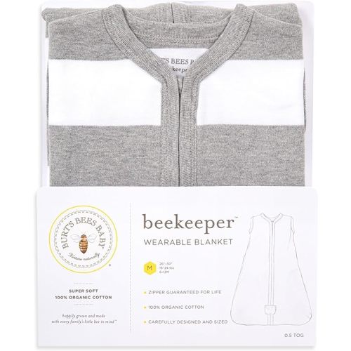 Burt's Bees Baby Beekeeper Wearable Blanket, Organic Cotton Swaddle 0.5 or 1.5 TOG, Newborn Essentials Shower Gift