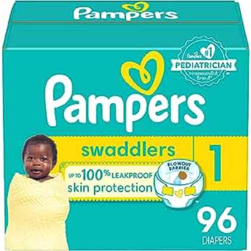 Pampers Swaddlers Diapers - Size 1, 96 Count, Ultra Soft Disposable Baby Diapers